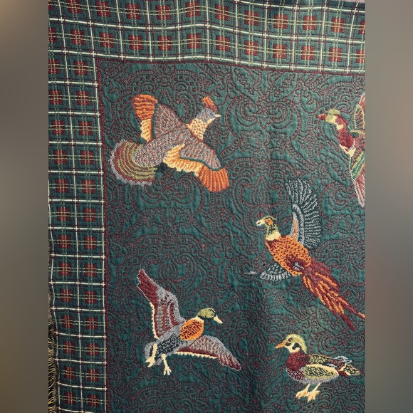 Goodwin Weavers Pheasants & Ducks Tapestry Woven Blanket made in the USA! VTG! - Picture 9 of 16